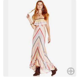☀️-American Rag Chevron Maxi Ruffle Dress XS NWT☀️